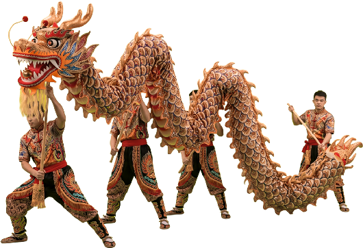 representación de la danza del dragón china